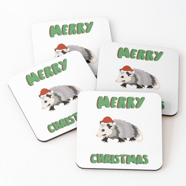 Item preview, Merry Christmas Possum Opossum Greeting Card, Blue designed and sold by Nikk Tetreault.