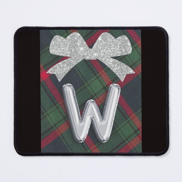 Item preview, Glorious Red and Green Plaid with Glittering Bow and Puff Initial-W designed and sold by SunMoonBeyond.