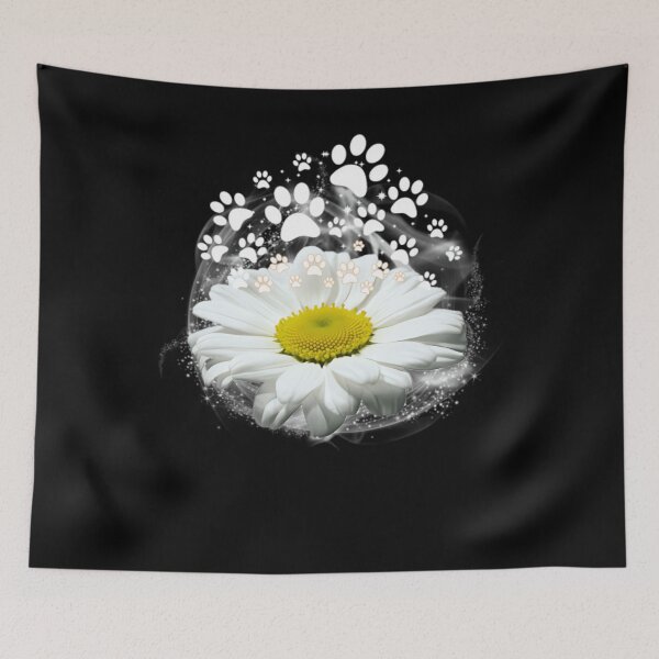 Item preview, Dog Paw Print Of White Daisy Flowers designed and sold by saymanerikata.