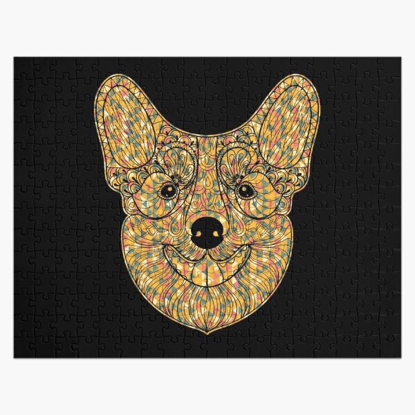 Portrait Of Black, Brown And White Corgi Jigsaw Puzzle by M Photo