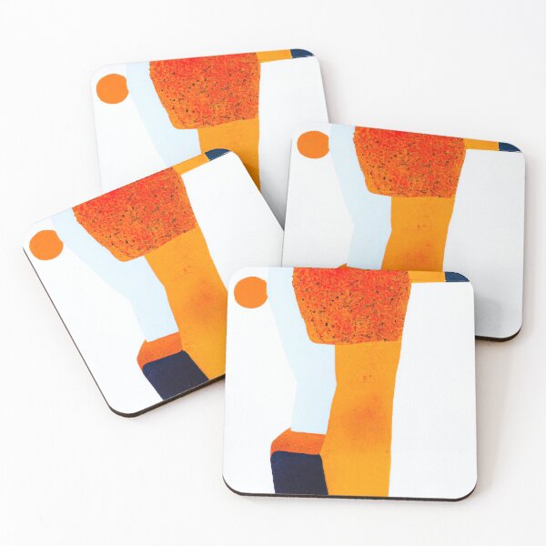 Item preview, Subtle Female Form - Modern Abstract - Red, Blue and Orange on White designed and sold by Inomaly Art.
