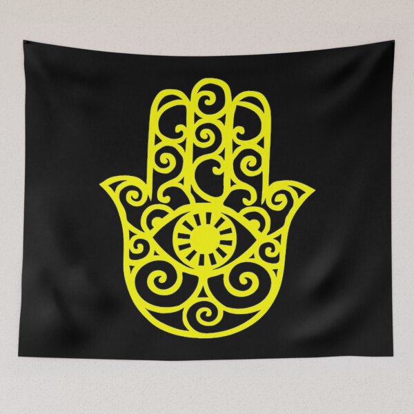 Item preview, Yellow and Black Hamsa Hand Drawing designed and sold by Summer-Winter.