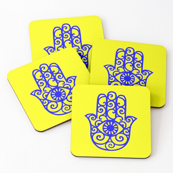 Item preview, Blue and Yellow Hamsa Hand Drawing designed and sold by Summer-Winter.