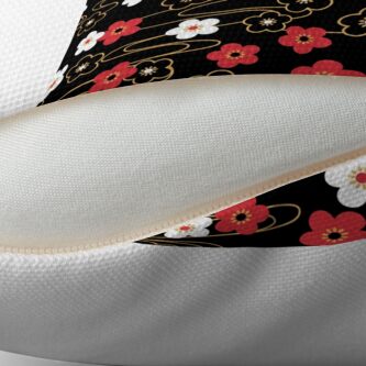 Alternate view of Japanese Black Sakura Cherry Blossom Flowers Throw Pillow