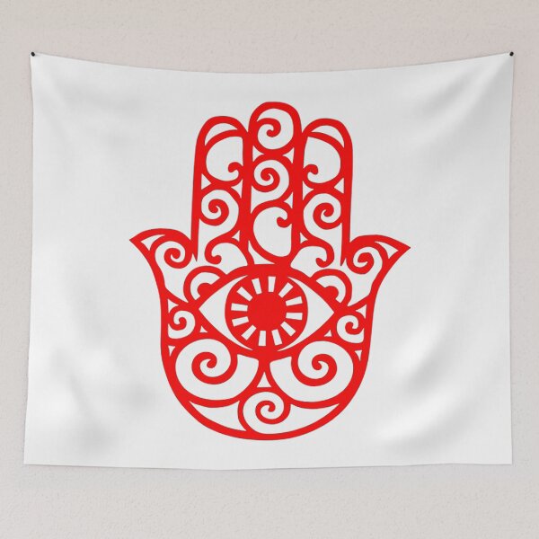 Item preview, Red and White Hamsa Hand Drawing designed and sold by Summer-Winter.