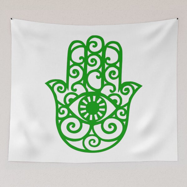 Item preview, Green and White Hamsa Hand Drawing designed and sold by Summer-Winter.