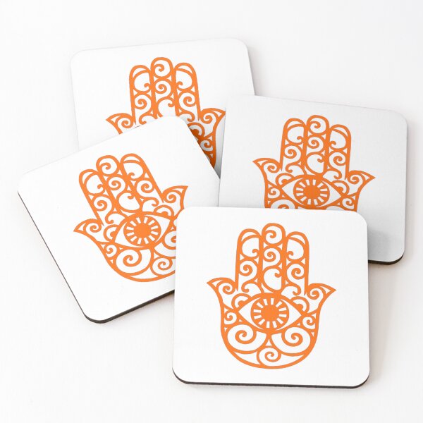 Item preview, Orange and White Hamsa Hand Drawing designed and sold by Summer-Winter.