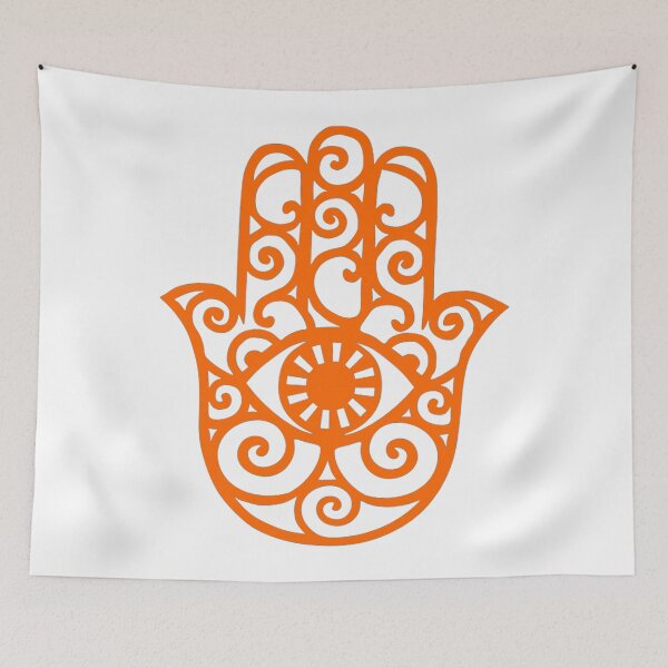 Item preview, Orange and White Hamsa Hand Drawing designed and sold by Summer-Winter.
