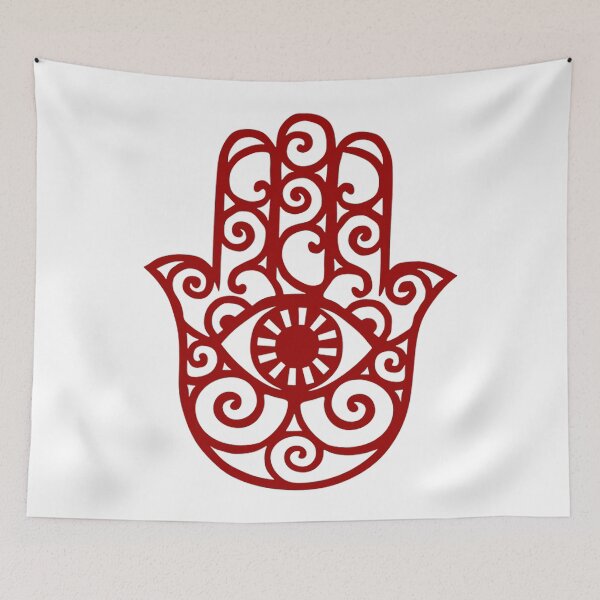 Item preview, Burgundy and White Hamsa Hand Drawing designed and sold by Summer-Winter.