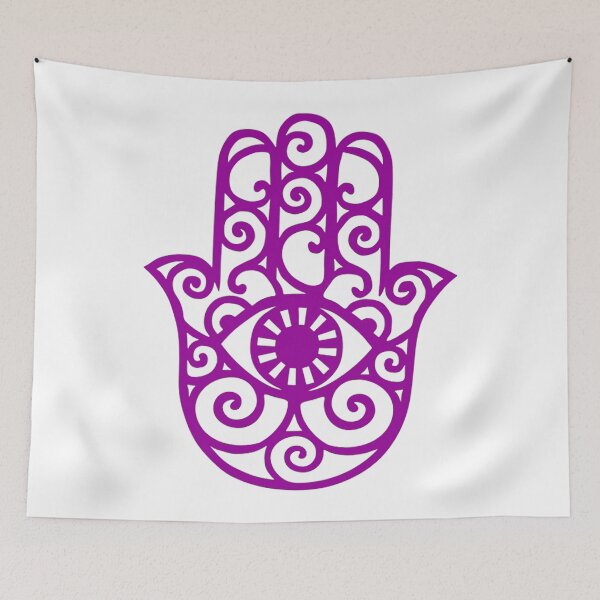 Item preview, Purple and White Hamsa Hand Drawing designed and sold by Summer-Winter.