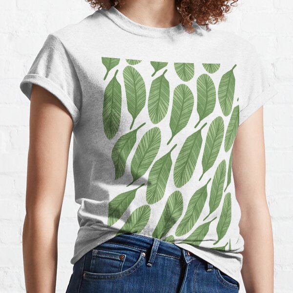 Green Tropical Broad Leaves Illustration Pattern. Classic T-Shirt