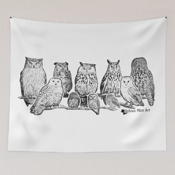 Item preview, Owls - Ink Drawing designed and sold by sylvanmist.