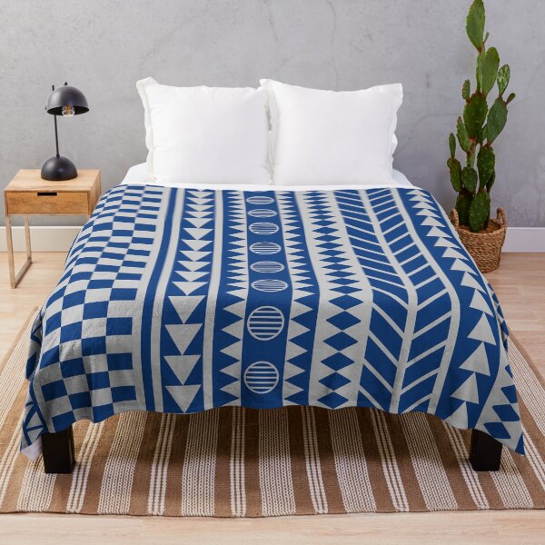 Item preview, Tela de barro con patrón geométrico tribal africano azul designed and sold by worldways.