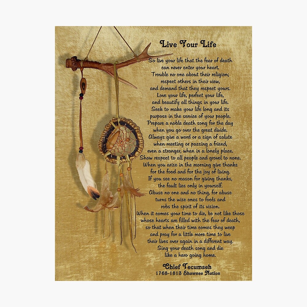 Live Your Life by Chief Tecumseh dream catcher by Irisangel, Redbubble