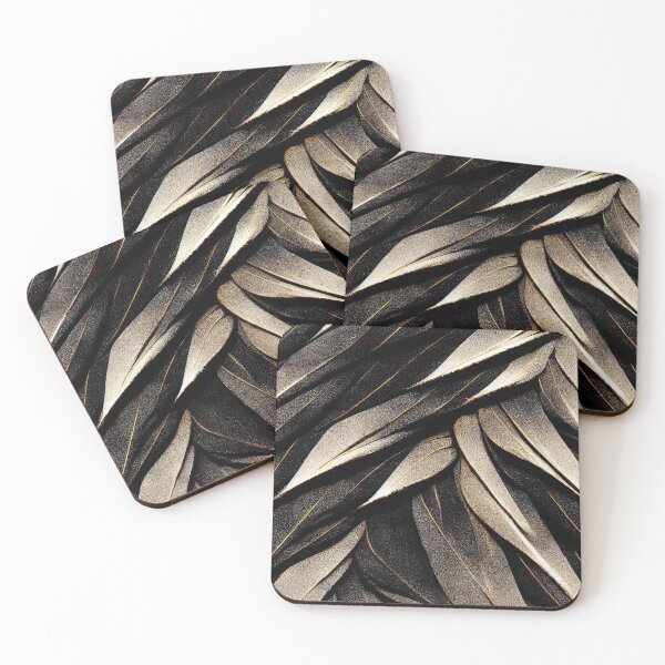 Item preview, Textured black-gold leaves pattern designed and sold by AppleElf.