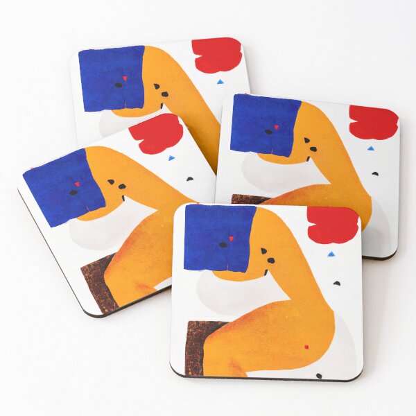 Item preview, Feminine Shapes - Modern Abstract Painting - Orange, Red and Blue on White designed and sold by Inomaly Art.
