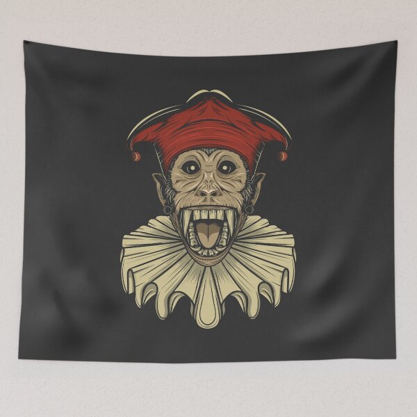 Item preview, Smiling circus monkey wearing jester hat and neck ruff designed and sold by Verro Riezie.
