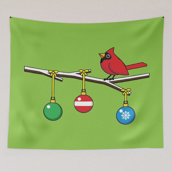 Item preview, Red Cardinal on Christmas Bare Branch designed and sold by BirdAtWork.