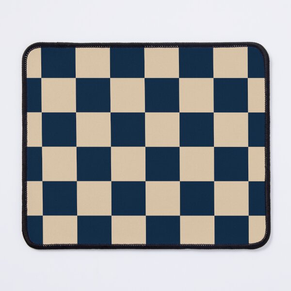 Item preview, Checkerboard Check Geometric Checked Pattern in Dark Mid Century Blue and Beige designed and sold by kierkegaard.