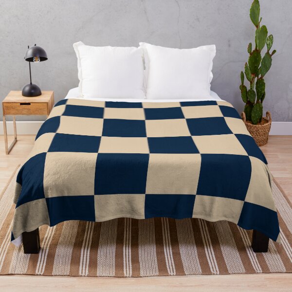 Item preview, Checkerboard Check Geometric Checked Pattern in Dark Mid Century Blue and Beige designed and sold by kierkegaard.
