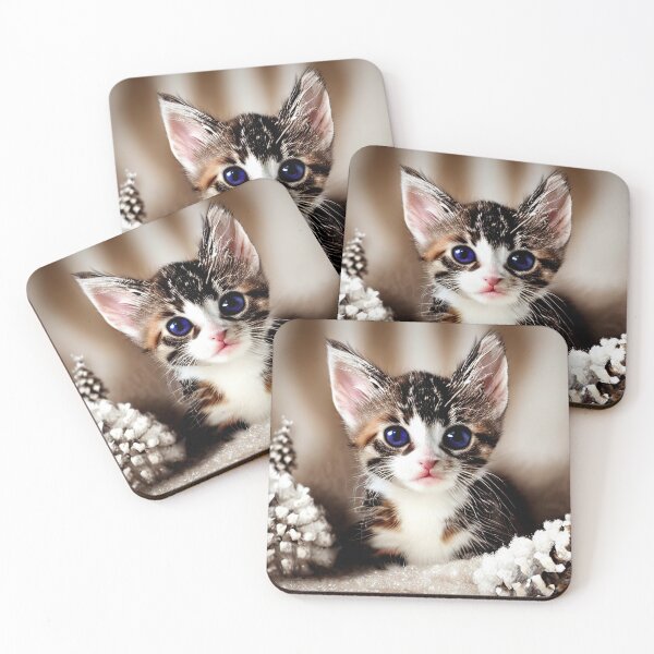 Item preview, kitten at Christmas time with blue eyes designed and sold by Mebbotai.
