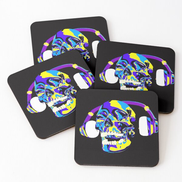 Item preview, Psychedelic skull listening to music on headphone designed and sold by retinal-rupture.