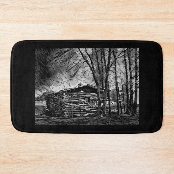 Item preview, Cabin In The Woods (Black & White) - Dark Storm - Countryside Art Collection - spcreationsco22  designed and sold by SpCreationsCo22.