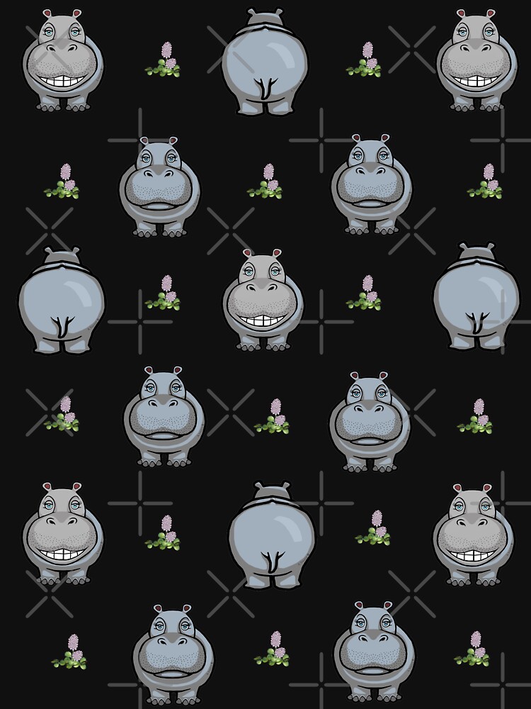 Aperçu 3 sur 3. T-shirt baseball manches ¾ avec l'œuvre Hippopotames, hippopotames, partout créée et vendue par Hippogal.
