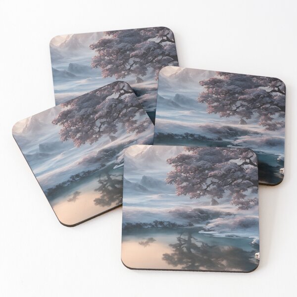 Item preview, Pink Snowy Tree Reflection Winter Landscape designed and sold by ArtificialCraft.