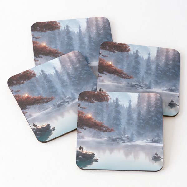 Item preview, Snowy Red Leaved Tree Winter Landscape designed and sold by ArtificialCraft.