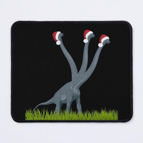 Item preview, Dinosaur enjoys Christmas with santa cap on (in black) | 3-necked dinosaur designed and sold by CosmicStory.