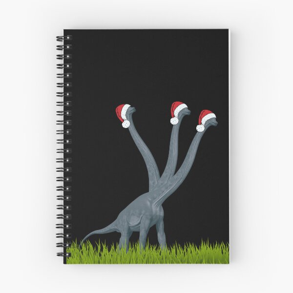 Item preview, Dinosaur enjoys Christmas with santa cap on (in black) | 3-necked dinosaur designed and sold by CosmicStory.