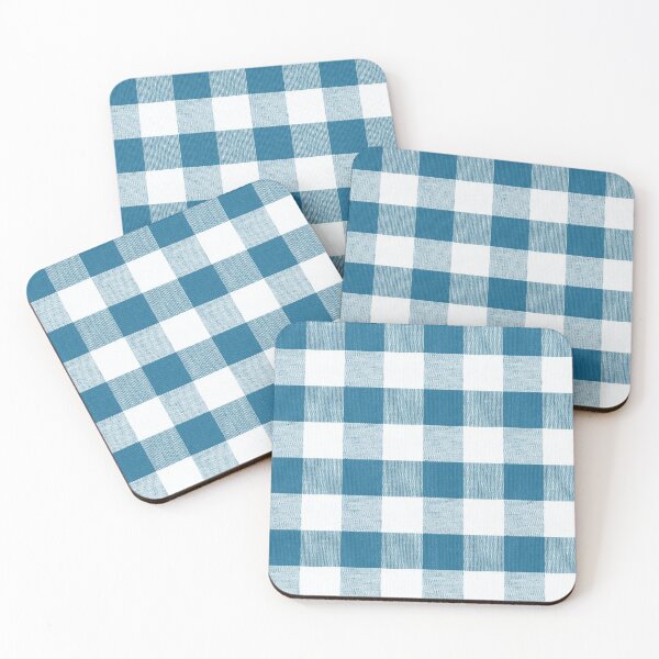 Item preview, Bold Mykonos Blue gingham fabric pattern designed and sold by coverinlove.
