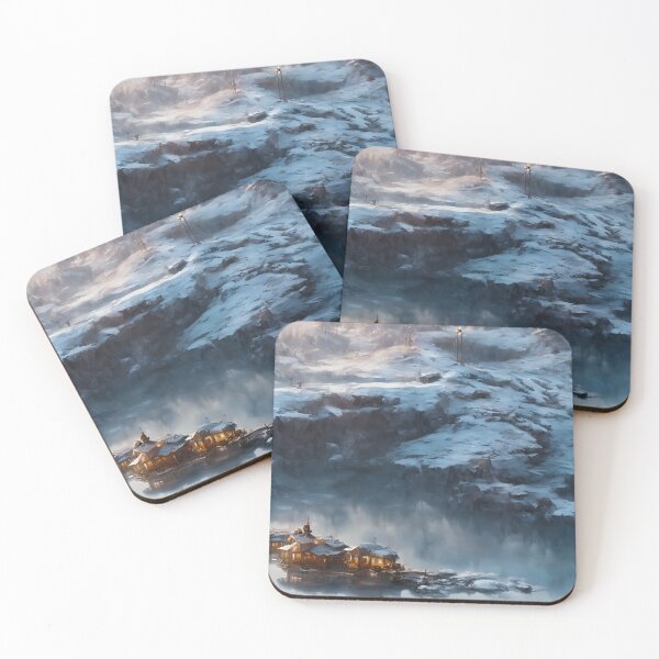 Item preview, Houses Snowy Frozen Lake Winter Landscape designed and sold by ArtificialCraft.