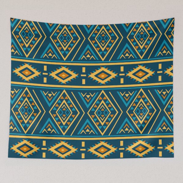 Item preview, Blue Yellow Aztec, Mexican, Ukrainian Christmas Colorful  watercolor flat design. iPhone or Samsung Phone Case Cover designed and sold by RoManSmArt.