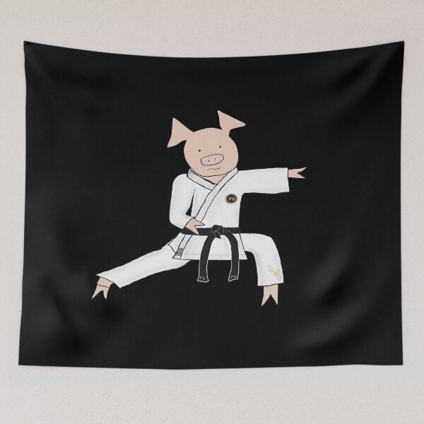 Item preview, I love Martial Arts!  Pig martial arts practitioner, kata, kung fu, karate, judo, aikido, MMA, simple, text free martial arts designed and sold by PiggingJapan.