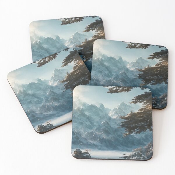 Item preview, House Frozen Lake Mountains Winter Landscape designed and sold by ArtificialCraft.