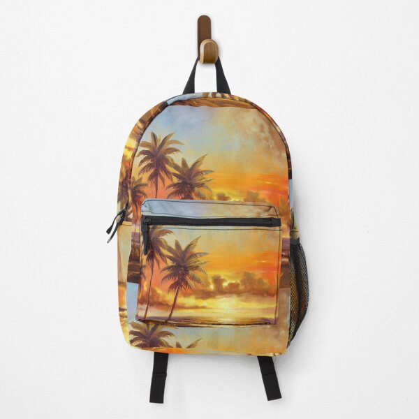Item preview, Oil painting of palm trees on the beach, beautiful sunset, golden hour, Florida beach designed and sold by amersoliman.