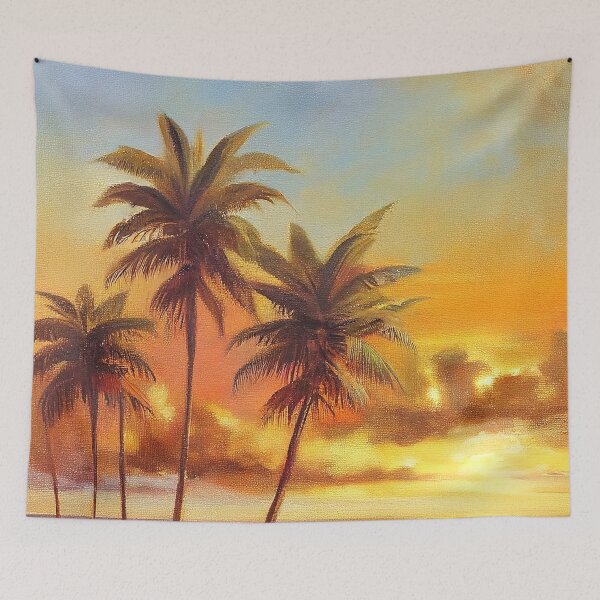Item preview, Oil painting of palm trees on the beach, beautiful sunset, golden hour, Florida beach designed and sold by amersoliman.