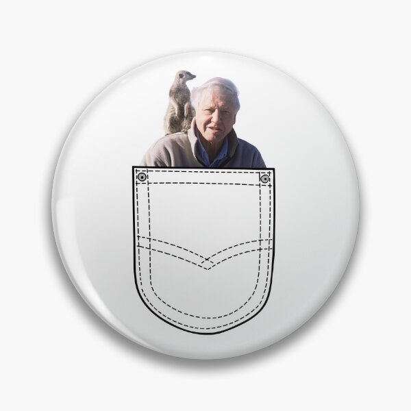 Artikelvorschau, Sir David Attenborough mit einem Erdmännchen in der Tasche entworfen und verkauft von Otterly Creative.