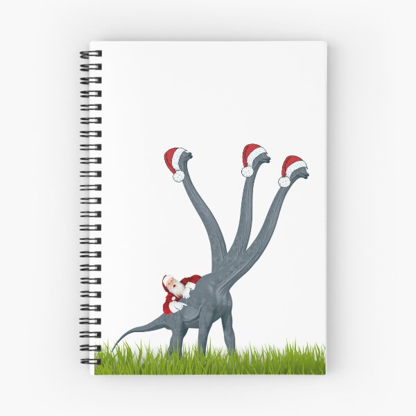 Item preview, Dinosaur Christmas with Santa Claus | 3-necked dinosaur | Merry Xmas designed and sold by CosmicStory.