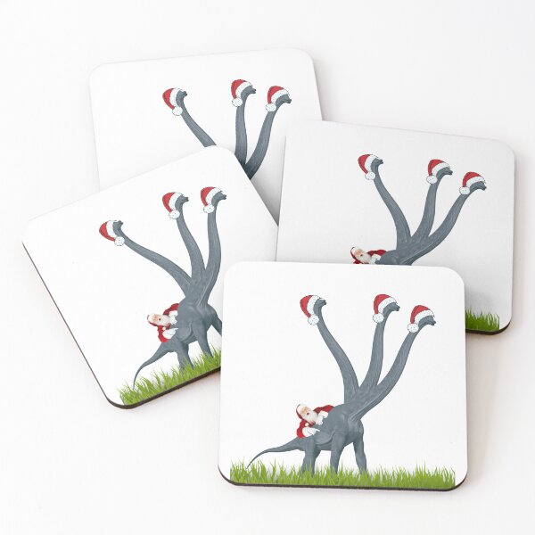 Item preview, Dinosaur Christmas with Santa Claus | 3-necked dinosaur | Merry Xmas designed and sold by CosmicStory.