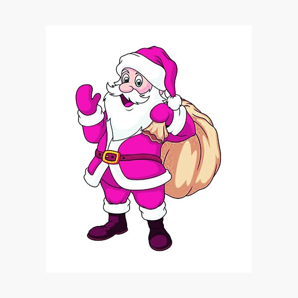 Item preview, Retro Vintage Pink Santa Claus holding gift bag designed and sold by bemenmaher.