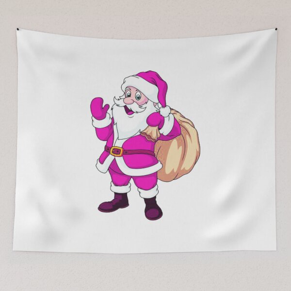 Item preview, Retro Vintage Pink Santa Claus holding gift bag designed and sold by bemenmaher.