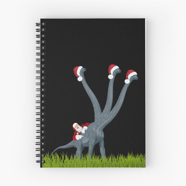 Item preview, Dinosaur Christmas with Santa (in black) | 3-necked dinosaur | Merry Xmas designed and sold by CosmicStory.