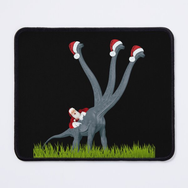 Item preview, Dinosaur Christmas with Santa (in black) | 3-necked dinosaur | Merry Xmas designed and sold by CosmicStory.