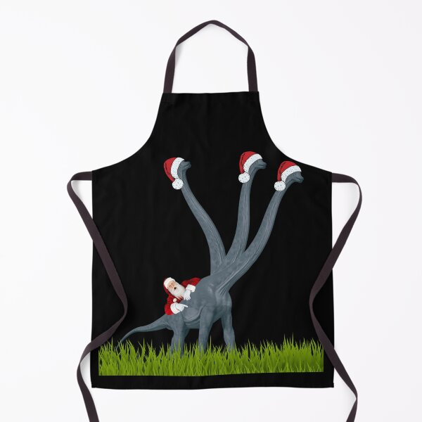 Item preview, Dinosaur Christmas with Santa (in black) | 3-necked dinosaur | Merry Xmas designed and sold by CosmicStory.