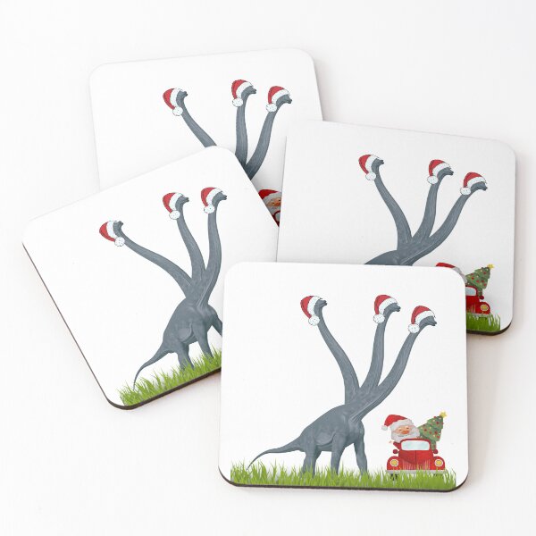 Item preview, Dinosaur Christmas with Santa Claus 2 | 3-necked dinosaur | Merry Xmas designed and sold by CosmicStory.
