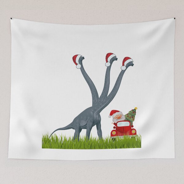 Item preview, Dinosaur Christmas with Santa Claus 2 | 3-necked dinosaur | Merry Xmas designed and sold by CosmicStory.