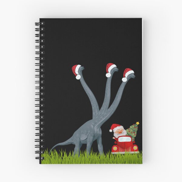 Item preview, Dinosaur Christmas with Santa Claus 2 (in black) | 3-necked dinosaur | Merry Xmas designed and sold by CosmicStory.